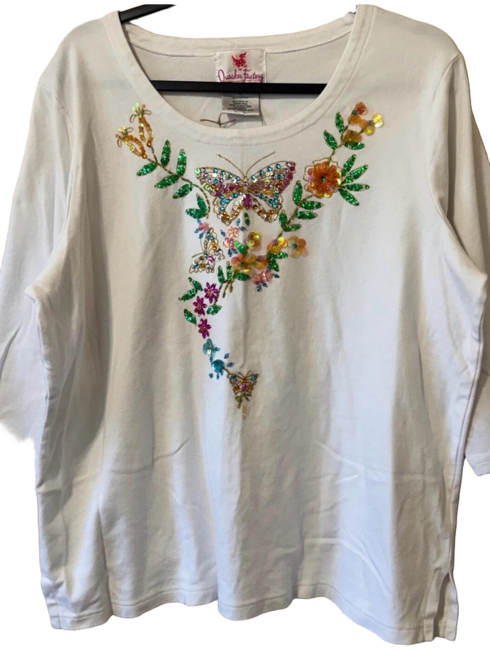 206. NWT WOMENS QUACKER FACTORY L DETAIL TOP
